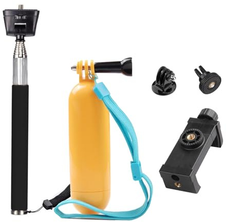 Perche à selfie flottante pour caméra d'action Insta 360/Gopro Hero/AKASO/Brave/DJI Osmo Action/ODDV/SJcam/Icefox, avec clip de téléphone pour iPhone Samsung