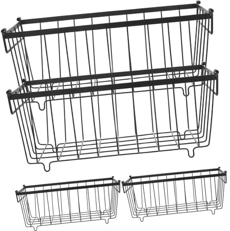 SHINEOFI 4pièces Bacs De Rangement Pour Congélateur Paniers Métalliques Avec Poignées Organisateurs Pour Réfrigérateur Et Garde-manger
