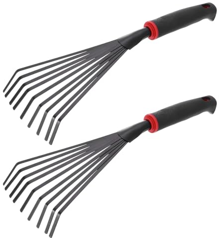 QUARKZMAN 2 Unidades Rastrillo De Hojas para Jardinería 15.96 Rastrillo Pequeño De Hojas Rastrillo De Tierra Rastrillo De Césped con Mango Ergonómico para Barrer Hojas Jardinería Cultivar
