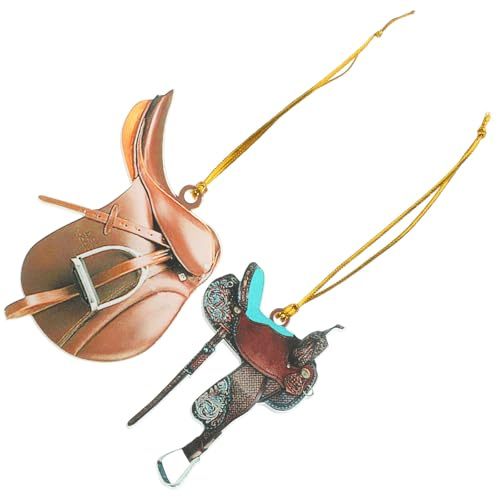 NUOBESTY Western Pferdesattel Autoanhänger aus Acryl 2 Stück Dekoratives Rückspiegel Ornament für Auto Büro und Zuhause