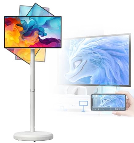 Smart Portable Touch Screen Monitor with Android OS, Rolling Wheels, and Long Battery Life for Mobile Entertainment and Display