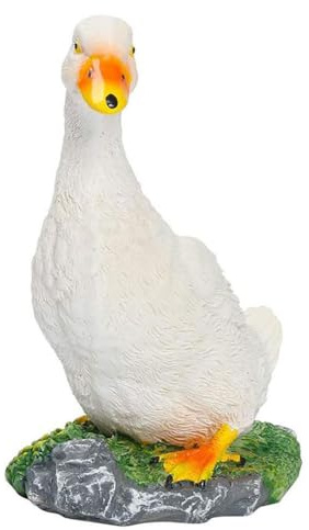 Vistnale Statua di anatra in resina, decorazione di anatra, scultura da giardino, ornamenti, statuina da cortile all'aperto, bianca|Ornamenti in resina