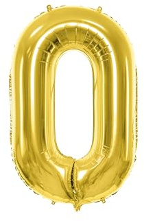 Folienballon Zahl 0 Folienballon Zahl 0 Folienballon 60cm Blau - Metallic Ballon Zahl Folienballon zum Befüllen mit Luft oder Helium - Zahlenballon für Geburtstag, Party & Event (Gold, 0)