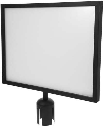 Abaodam Queue Barrier Sign Holder for Stanchion Posts, Retractable Belt Post Top Sign Frame, Double-Sided Portrait Display for Airport and Commercial Crowd Control, Black A3 Holder