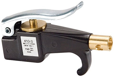 Parker 410-S Industrial Blow Gun, Controlled Pressure, Epoxy Coated Zinc, OSHA, Lever, 1/4