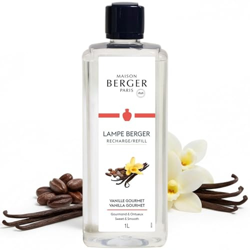 MAISON BERGER – Recharge Lampe Berger Vanille Gourmet 1 Litre – Vanille & Cacao – Parfum Gourmand sucré & Enveloppant – Neutralisation des odeurs – Fabriqué en France