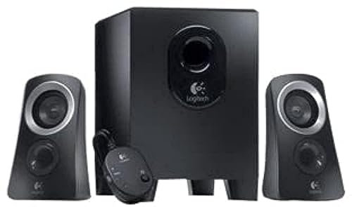 Logitech Z313 2.1 Multimedia Speaker System with Subwoofer, Full Range Audio, 50 Watts Peak Power, Strong Bass, 3.5 mm Audio Inputs, EU Plug, PC/PS4/Xbox/TV/Smartphone/Tablet/Music Player - Black