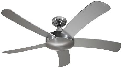 CasaFana kaiserkraft | Deckenventilator FALCETTO | ohne Fernbedienung | Lack alusilber/Alu poliert
