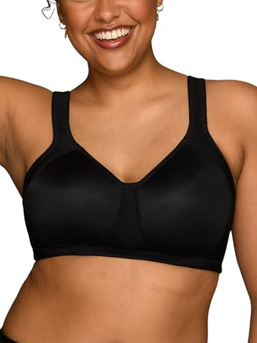 Vanity Fair Dam trådlös medium påverkan plus storlek vadderad sport-bh (36C-44DDD), Trådlös – svart, 95C