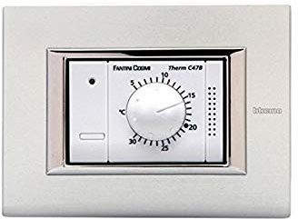 Fantini Cosmi C47B Termostato Ambiente da Incasso, Alimentato a 230V - 50Hz, 1 Temperatura, Bianco