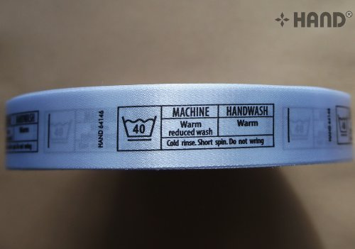 Fabric Printed Wash Care Labels 40 Degree 1 Bar Wash, Machine, Hand Wash, 20mmWx68mmL, Roll of 1000- Pack of 2