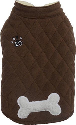 Doggydolly W349 einfarbige, ärmellose Winterjacke/Hundewintermantel mit Knochen und Stickerei 2D Pfote, äußerst komfortabel, XL