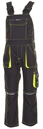 Planam Größe 146/152 Kinder Junior Latzhose anthrazit gelb Modell 6120 Basalt Kids-latzhose