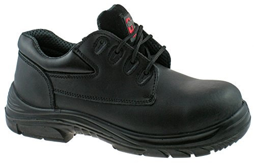 MENS GRAFTERS BLACK LEATHER WIDE FITTING SAFETY WORK SHOES SIZE 6–13 M9504A (UK10/EU44)