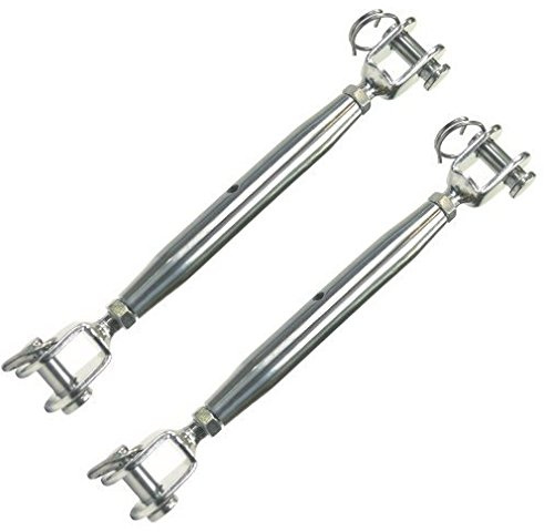 Versandbox24 2X V4A Edelstahl Wantenspanner M4 Gabel Drahtseil Spannschloss Seilspanner Haken Spanner
