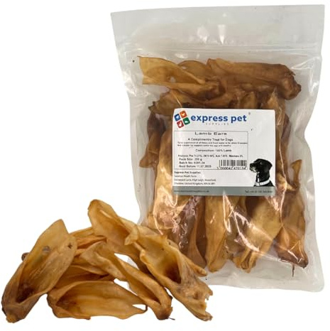 Express Pet Supplies 250g Lamb Ears (Approx 10-15) Hypoallergenic Dog Treat Chew