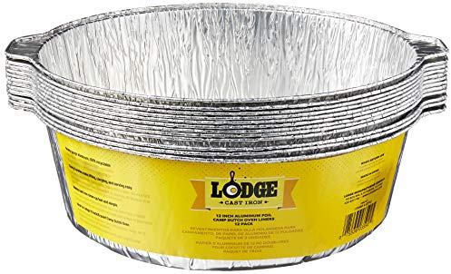 Lodge 12-Inch Aluminum Foil Dutch Oven Liners, 12-Pack, Silver