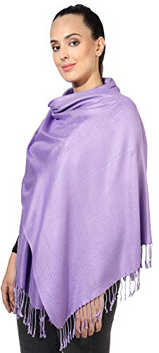 World of Shawls Pashmina Style All Seasons Handcrafted Wrap Shawl Stole Scarf (Lilac)