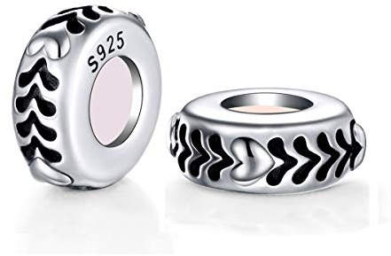 Globalwin Jewellery 2PCS 925 Sterling Silber Gummi Spacer Stopper Bead Charm für Damen Armbänder DIY (Silber-001)