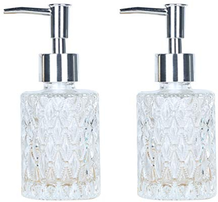 Minkissy Glass Shampoo Bottle, 2pcs Glass Soap Dispenser Refillable Liquid Soap Dispenser Pump Bottle for Lotion Shampoo Hand Soap 160ml