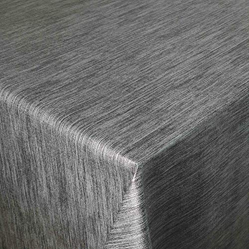 Wachstuchtischdecke Leinen Prägung Grau Anthrazit Rechteckig 130 x 160 cm | abwaschbare Tischdecke, Gartentischdecke, wasserabweisend, gefaltet