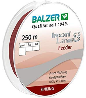 Balzer Iron Line 8 Feeder Dunkelrot - 250m geflochtene Angelschnur, Durchmesser/Tragkraft:0.10mm / 8.1kg