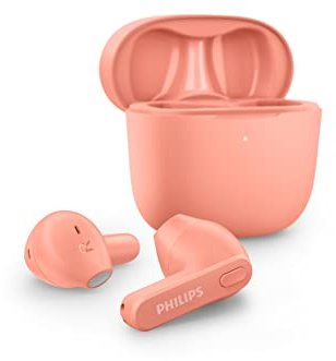 PHILIPS Bluetooth Kopfhörer Bluetooth Ohrhörer, Schweißbeständig, 18 Stunden Spielzeit, integriertes Mikrofon, Schmale Ladebox, TAT2236PK/00, Rosa