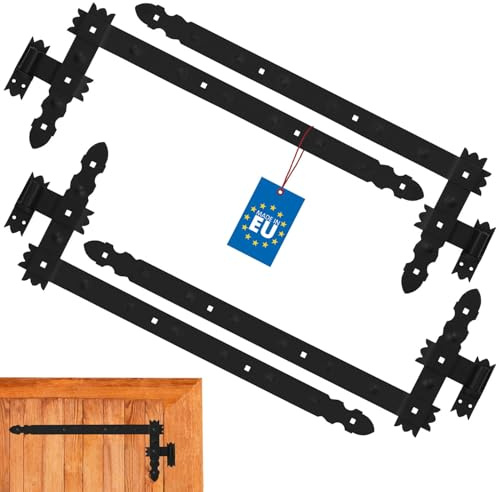 KOTARBAU® Winkelband Set 4x Kloben + 4x Winkelscharnier für Tore Pforten Dekorativ 800 x 50 mm