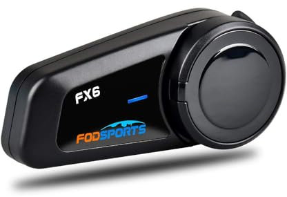 Fodsports FX6 Motorrad Bluetooth Headset, Kommunikationssystem für 6 Fahrer mit 1000m Reichweite, Motorradhelm Intercom mit 40mm HD Lautsprecher, DSP und CVC Geräuschunterdrückung, FM Radio