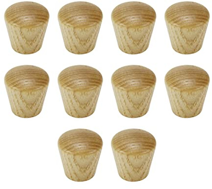 UTALIND 10 Stück 2,3 x 2,3 cm Massivholz Schubladenknöpfe Vintage Kegel Schrankknöpfe Schuhbuch Schublade Knauf Griff Esche Holz Möbelknöpfe (Beige)