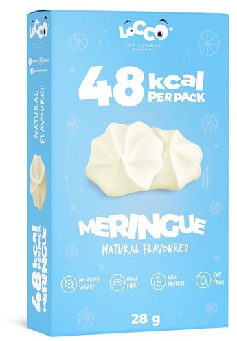LoCCo Meringhe Ipocaloriche 48 kcal – Snack Croccante Senza Zucchero – Solo 1 kcal per porzione – Keto, Low Carb, Ricche di Fibre e Proteine – Con Inulina e Eritritolo (Gusto Naturale, 28g)