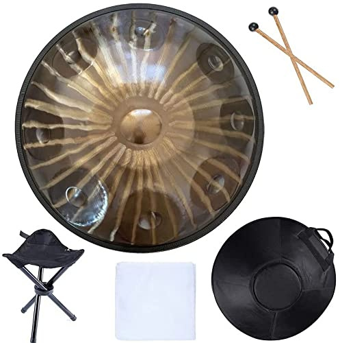 Sonnenmuster 9 Noten Handpan, D Moll Stahl Musical Hand Pan Drum, Hang Drum Percussion Instrument mit Handpan Tasche, für professionelle Audioproduktion