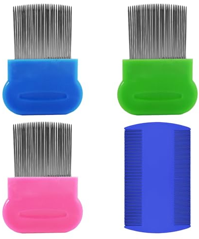 Lot de 3 peignes à poux en acier plastique, peigne d'élimination des poux à double rangée, élimination des puces d'animaux, peigne ultra fin pour enfants