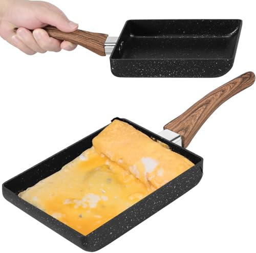 Tamagoyaki Pan 7 x 6 Inch Japanese Omelette Pan Nonstick Egg Roll Pan Rectangle Frying Pan Dishwasher Safe Square Frying Egg Pan for Home Kitchen Cooking Gas Stove and Induction Hob Compatible