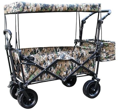 CRBUDY Einkaufswagen Lagerwagen Klappbarer Gartenwagen Einkaufswagen Robuster Wagen mit Überdachung Multifunktions-Einkaufswagen für den Außenbereich Handwagen