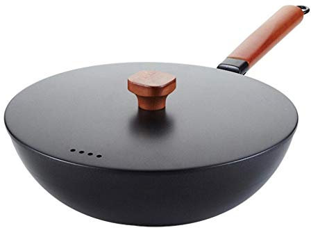 Olla para cocinar, sartén, sartén Hierro Viejo 30 cm, sartén Hierro Fundido sin Revestimiento, sartén Hierro Antiadherente Antigua, Cocina inducción, Estufa Gas para Wok Hierro Fundido para hogar
