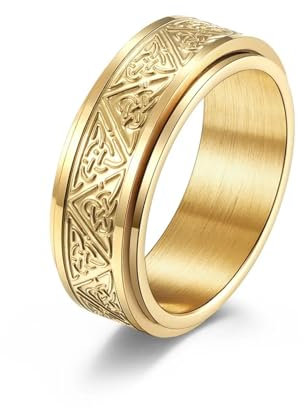 Hasdnker Ring Ringe Damen Bijouterie Herren Drehbarer Ring Mit Keltischem Dreiecksknoten, Lindert Ängste, Drehbare Ringe, Schmuck, 10 Gold