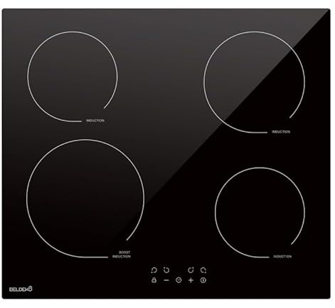 BELDEKO Plaque Induction 4 Feux Encastrable - 6800W - Commandes Tactile - Booster - Minuteur Sécurité Enfant - Marque Française