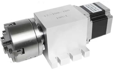 CIJIAOPOYU Antriebsgetriebe CNC Vierte Drehwelle 100 mm 3/4 Backenfutter Übersetzungsverhältnis 100:1 NEMA 34 86 Schrittmotor CNC Holzfräse(4 Jaws 100mm Chuck)