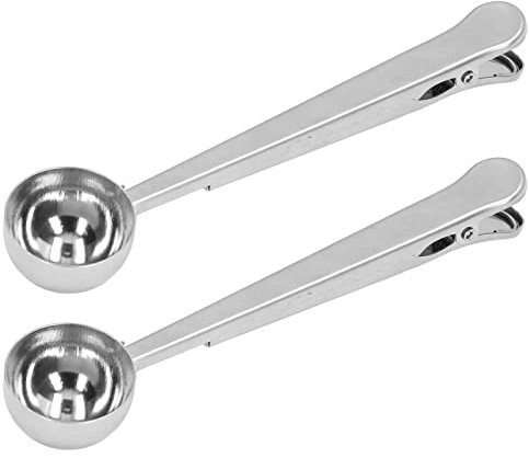 Hominas Coffee Scoops with Bag Clip, 2 Pcs Coffee Measuring Spoons Sealing Clip with Long Handle for Ground Coffee and Beans, 6.8 in