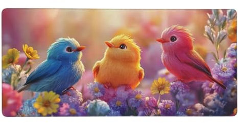 Gaming Mauspad, Vogel Mousepad XXL 600x400x3mm Mousepad Gaming Blume, Schreibtischunterlage Mit Kantenschutz, Wasserabweisend Maus Pad Gaming Zubehör Verbessert Präzision und Geschwindigkei-z883