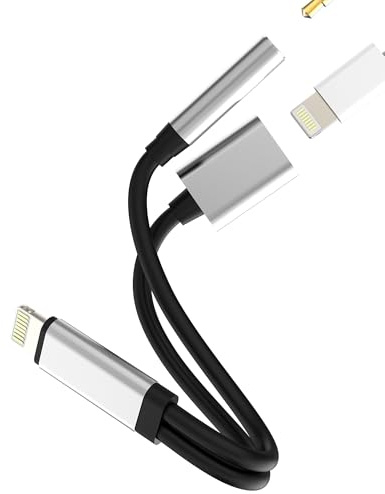 Lightning auf 3.5mm Kopfhörer Und aufladen Klinke Adapter(2in1)für iPhone 14 13 Pro für iPad AUX Headphone Audio Ladegerät Kabel Splitter für Apple MFi Certified Lighting Jack Anschluss Auto Konverter