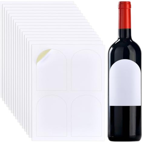 PH PandaHall 80pz Etichette Adesive per Bottiglie di Vino Etichette Adesive Ad Arco Bianco, 12x8.9cm Etichettes Vuote Stampabili Impermeabili er Barattoli Bottiglia Matrimonio