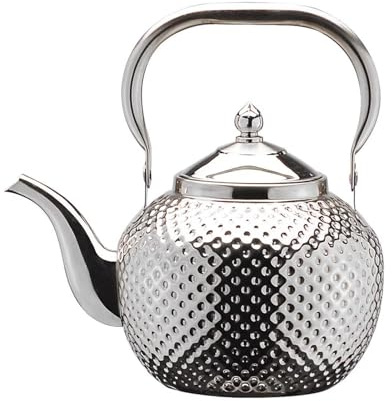 Uadme Tetera de acero inoxidable con forma de bola martillada para inducción, tetera con colador, 1,2 l