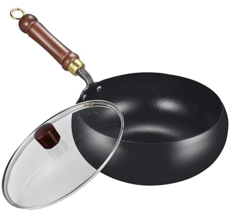 Generico Antiaderente - Padella in Ferro Antiaderente,Padella In Ferro Naturale Multifunzionale Per Cucina Professionale, Casa, Ristorante, Interni Ed Esterni Con Coperchio