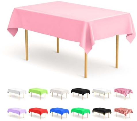 BOUBONI 4 Stück Rosa Einweg Tischdecken 137 x 274 cm Rechteckige Party Tischdecke Geeignet für Hochzeiten Catering Outdoor und Themenveranstaltungen