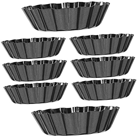 FIXOSHEE 8 pezzi Mini Teglie Rotonde per Crostate con Removibile Stampi Antiaderenti per Torte Crostate Budini e Tartellette Teglie da Forno Resistenti e Facili da