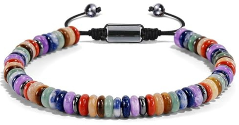 Whcctl Chakra Armband, Natürliche Chakra Steine, Natürliche Edelstein Armband, Echte Steine Perlenarmband, Gemstone bracelet, Glückbringen Edelstein, Yoga Armband, für Damen Herren, Healing Reiki