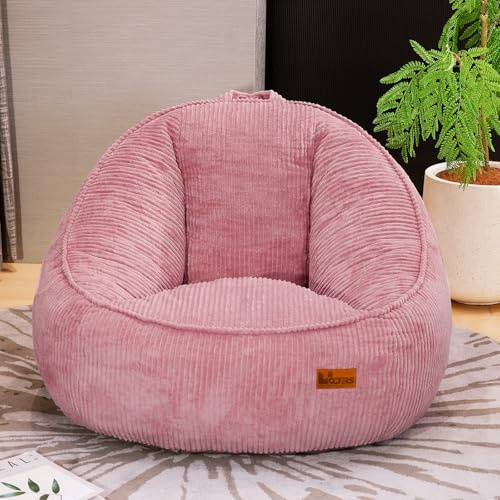 UODERS Sitzsack mit Memory-Foam-Füllung, Großer Cord Sitzsack für Erwachsene & Kinder, Bequemer Boneless Bean Bag mit Tragegriff für Wohnzimmer, Schlafzimmer, Gamingzimmer, Büro & Balkon(Rosa-M)