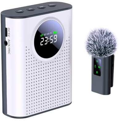 Durlo Amplificador De Voz Con Micrófono De Solapa Inalámbrico Magnético, Amplificador Portátil Con Micrófono Inalámbrico 2.4G